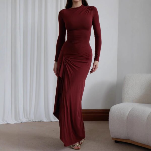 ⁦فستان ضيق بأكمام طويلة وفتحة غير متماثلة من Ins Fashion⁩ - الصورة ⁦2⁩